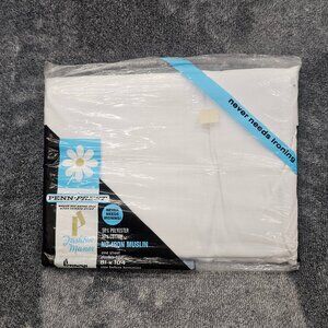 Vintage Penneys Fashion Manor Penn-Prest 1 white double sheet 81x104 no Iron